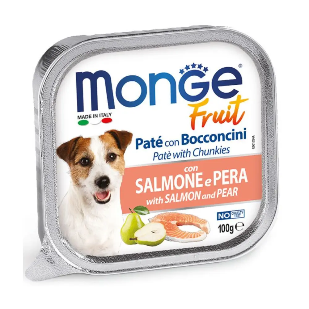 Pate Cá Hồi & Lê Cho Chó Nhỏ, Fruit Pate with Chunkies, with Salmon & Pear (100g) - MONGE