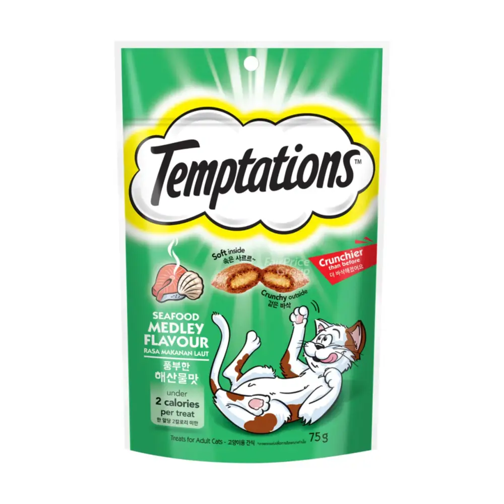 Bánh Thưởng Cho Mèo Vị Hải Sản, Treats for Adult Cats, Seafood Medley Flavour (75g) - TEMPTATIONS