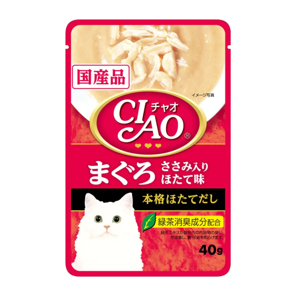 Pate Cá Ngừ, Gà & Sò Điệp Cho Mèo, Ciao, Tuna (Maguro) & Chicken Fillet Scallop Flavor (40g) - INABA FOODS