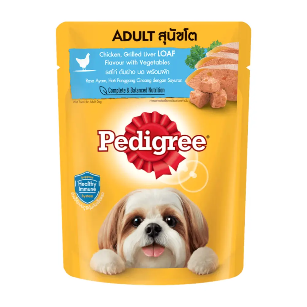 Thức Ăn Cho Chó Trưởng Thành Vị Gà, Gan & Rau, Adult Dog Food, Chicken, Grilled Liver Loaf Flavour with Vegetables (80g) - PEDIGREE