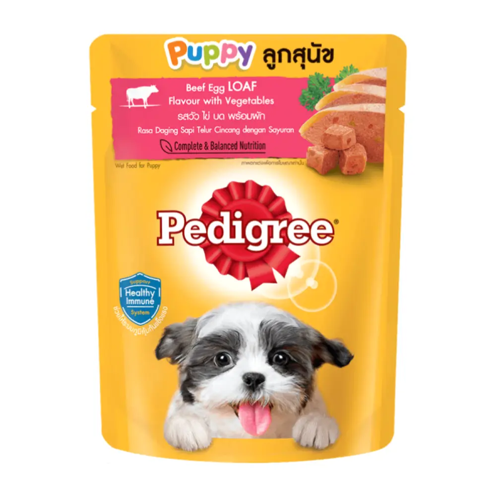 Thức Ăn Cho Chó Con Vị Bò, Trứng & Rau Củ, Puppy Food, Beef, Egg Loaf Flavour with Vegetables (80g) - PEDIGREE
