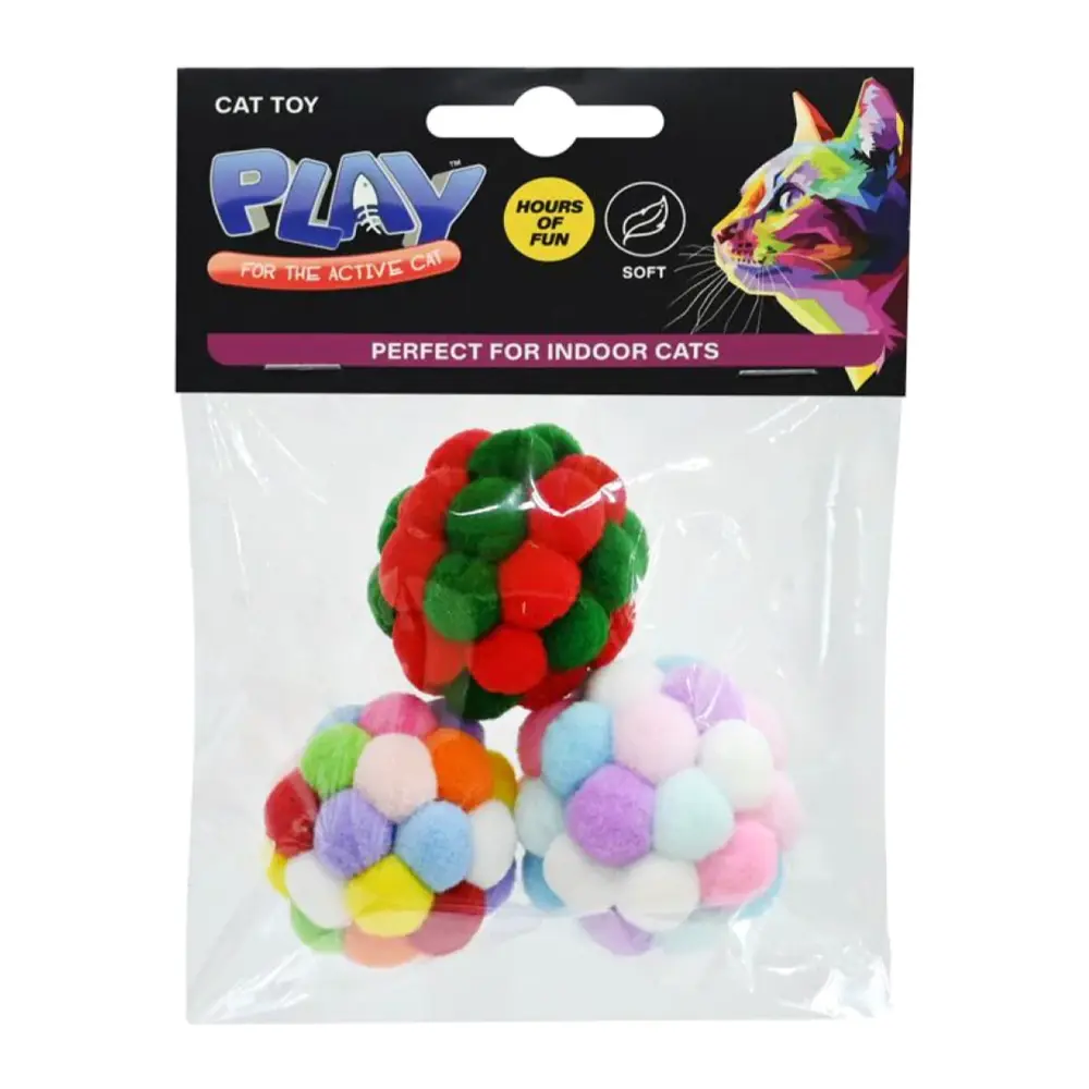 Bóng Đồ Chơi Bằng Bông Cho Mèo, Play, Cat Toy, Plush Ball, 3 Cái - UNCLE BILLS