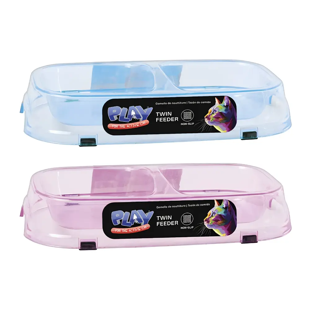 Tô Đôi Trong Suốt Đựng Thức Ăn Cho Mèo (Nhiều Mẫu), Play, Non-Slip Twin Feeder for Cat - UNCLE BILLS