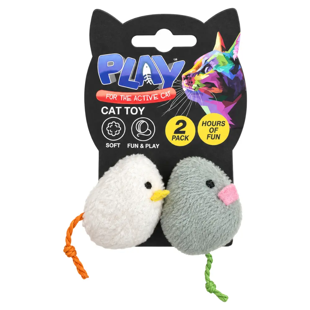 Đồ Chơi Cho Mèo Chuột Nhồi Bông (Nhiều Mẫu), Play, Cat Plush Mouse Toy, 2 Cái (6cm) - UNCLE BILLS