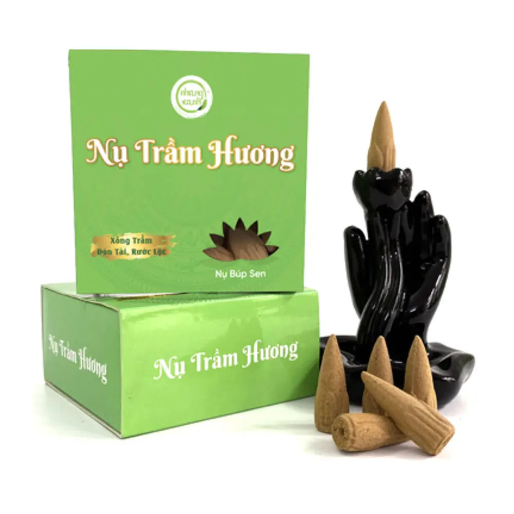 Nụ Trầm Hương Nụ Búp Sen, Agarwood Incense Cone Lotus Bud, 25 Viên (50g) - NHANG XANH