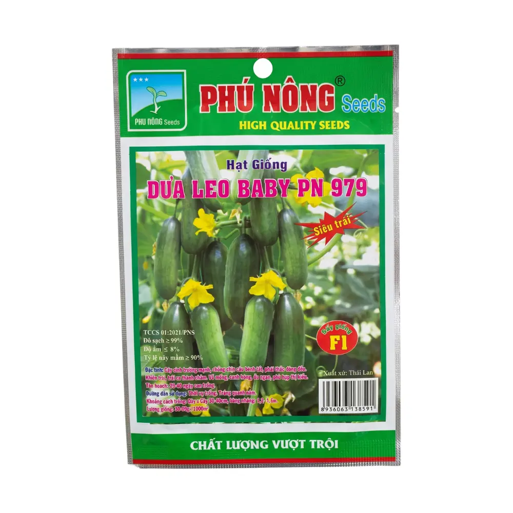Hạt Giống Dưa Leo Baby PN 979, Baby Cucumber Seeds for Planting (200mg) - PHU NONG SEEDS