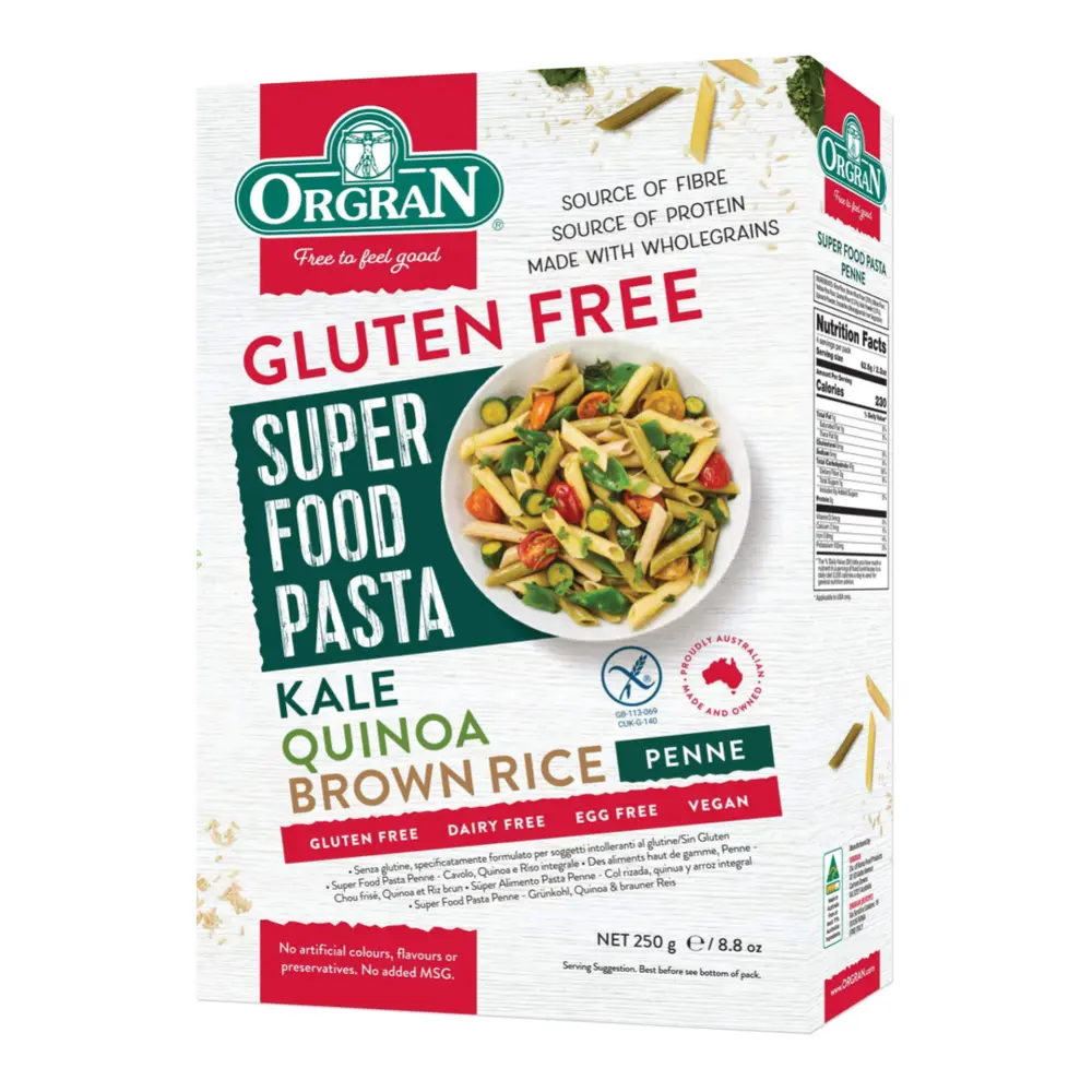 Nui Ống, Super Food Pasta, Kale, Quinoa & Brown Rice, 8.8 oz (250g) - ORGRAN