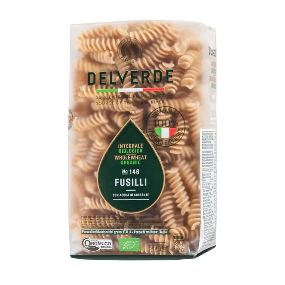 Nui Xoắn Nguyên Cám Hữu Cơ, Whole Wheat Organic Fusilli, No. 146 (500g) - DELVERDE