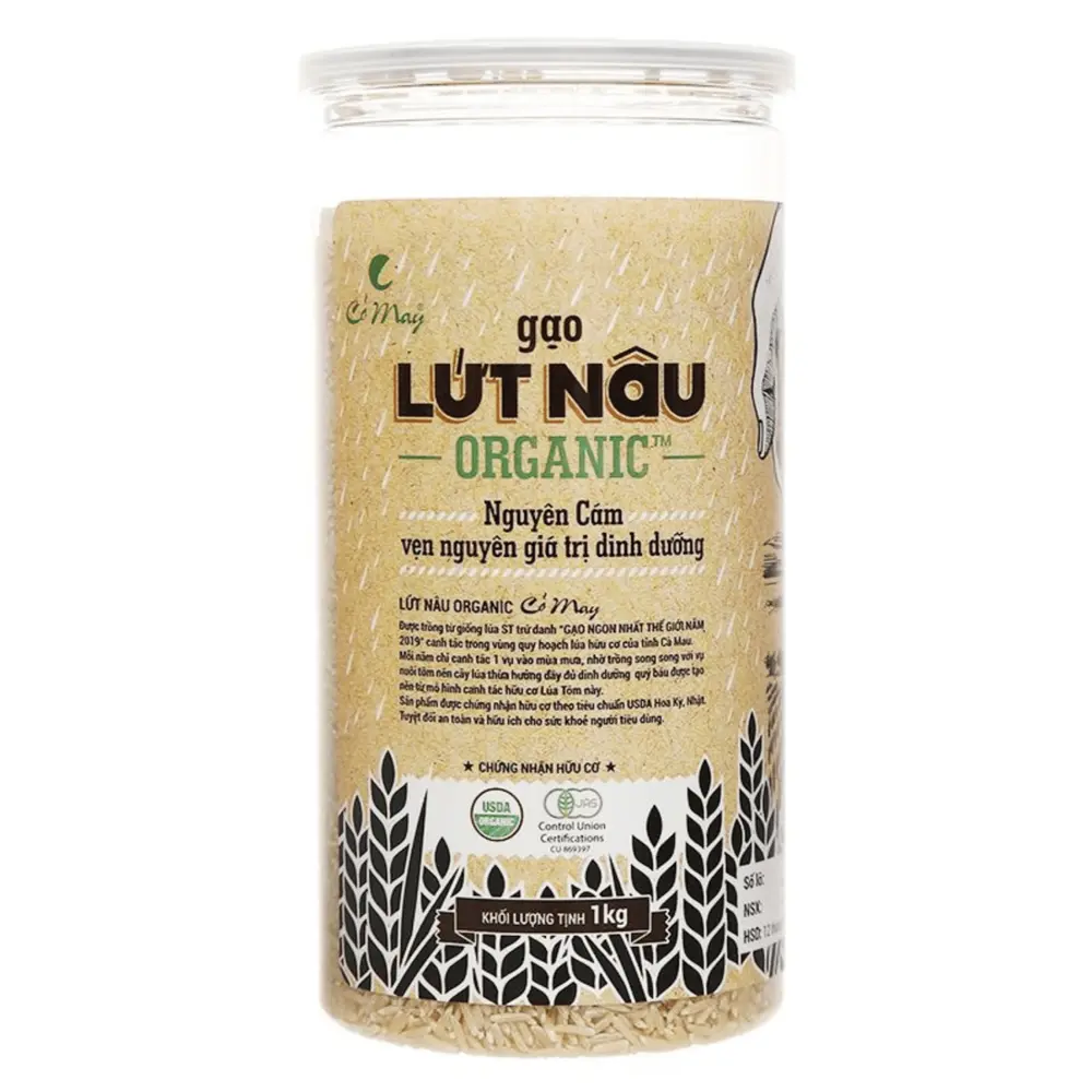 Gạo Lứt Nâu Hữu Cơ, Nguyên Cám, Organic Brown Rice (1kg) - CO MAY