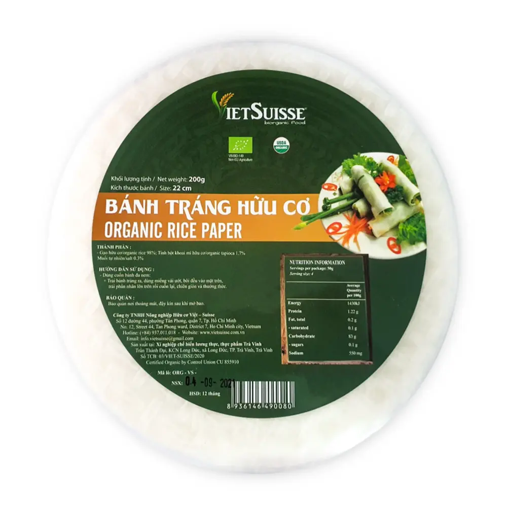 Bánh Tráng Hữu Cơ, Organic Rice Papers (200g) - VIETSUISSE