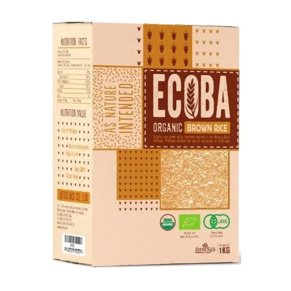 Gạo Hữu Cơ Kim Mễ, Organic Brown Rice (1kg) - ECOBA