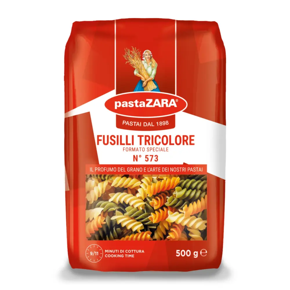 Nui Xoắn 3 Màu, Fusilli Tricolore, Formato Speciale, No. 573 (500g) - PASTA ZARA