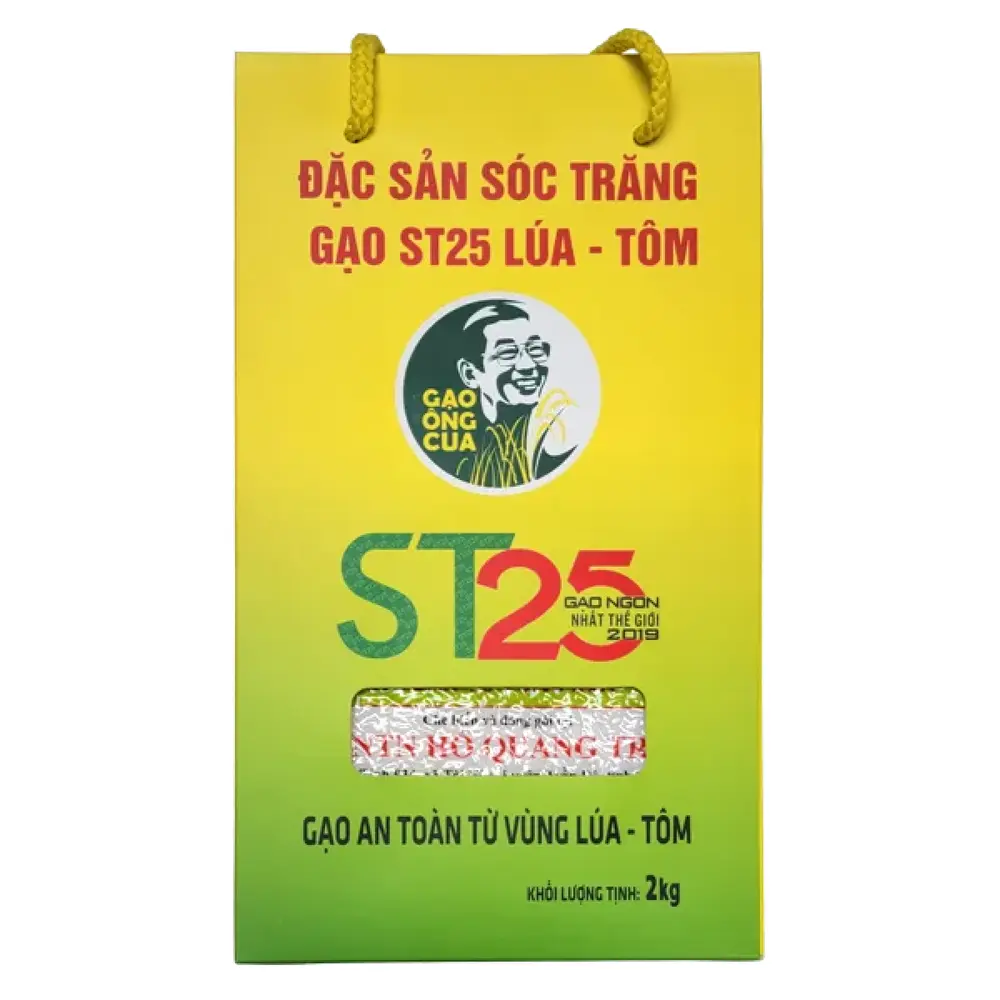 Gạo ST25 Lúa Tôm Cao Cấp Sóc Trăng, ST25 Premium Rice (2kg) - GAO ONG CUA