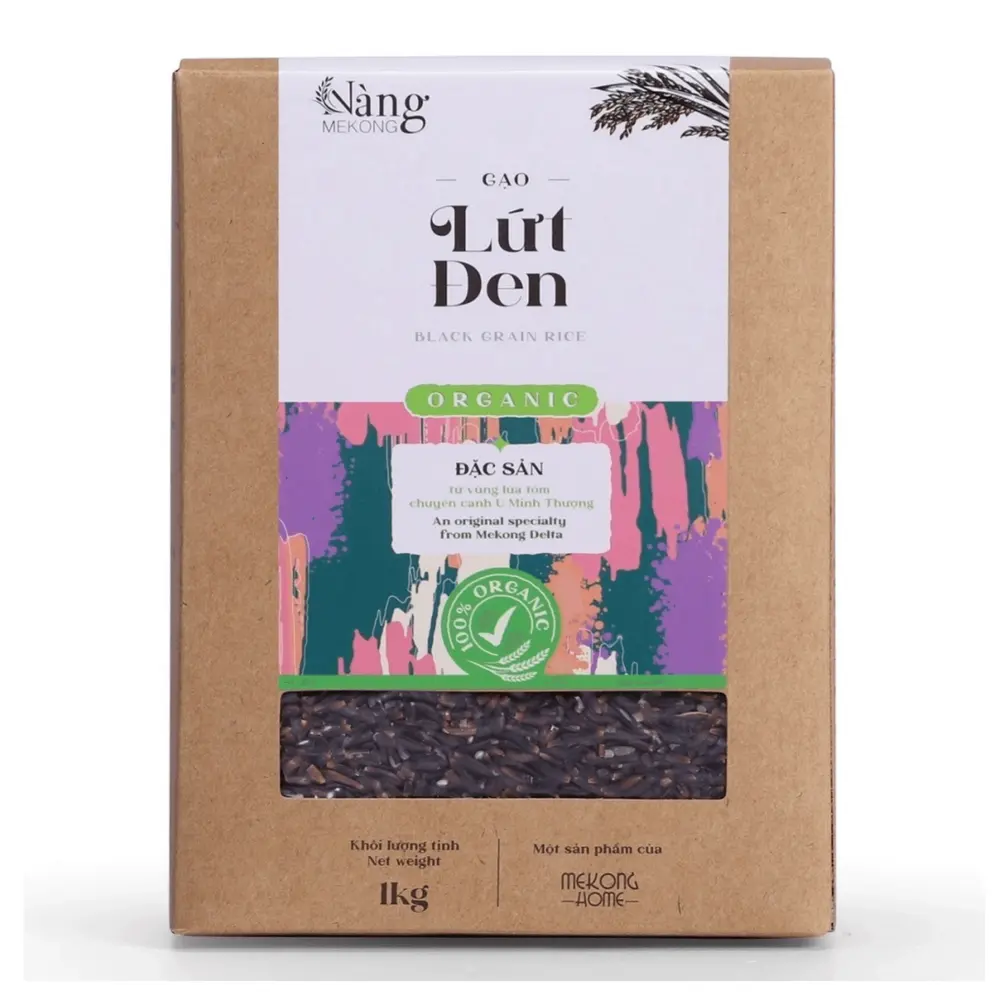 Gạo Lứt Đen Hữu Cơ, Organic Black Grain Rice (1kg) - MEKONG HOME