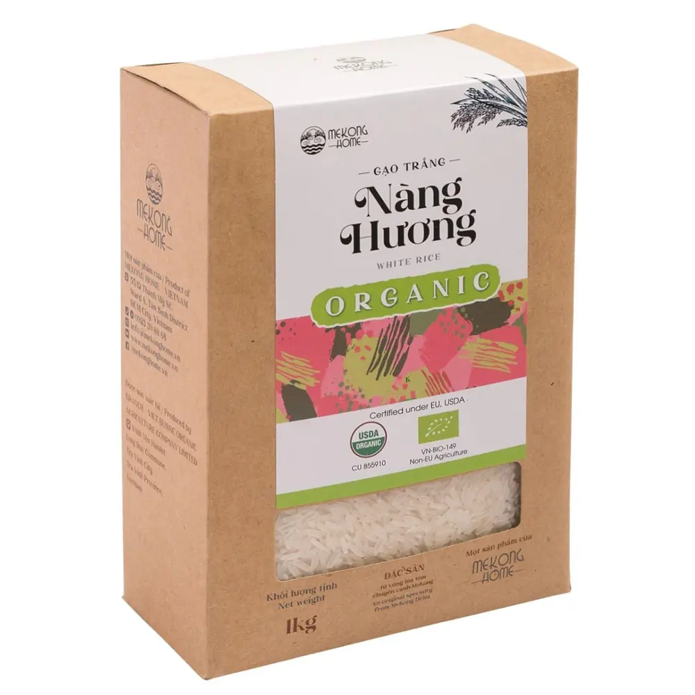 Gạo Trắng Nàng Hương Hữu Cơ, Organic White Grain Rice (1kg) - MEKONG HOME