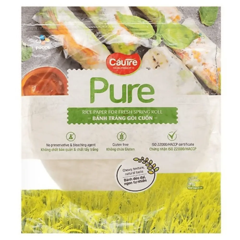 Bánh Tráng Gỏi Cuốn, Pure, Rice Paper for Fresh Spring Roll, 22cm (280g) - CAU TRE