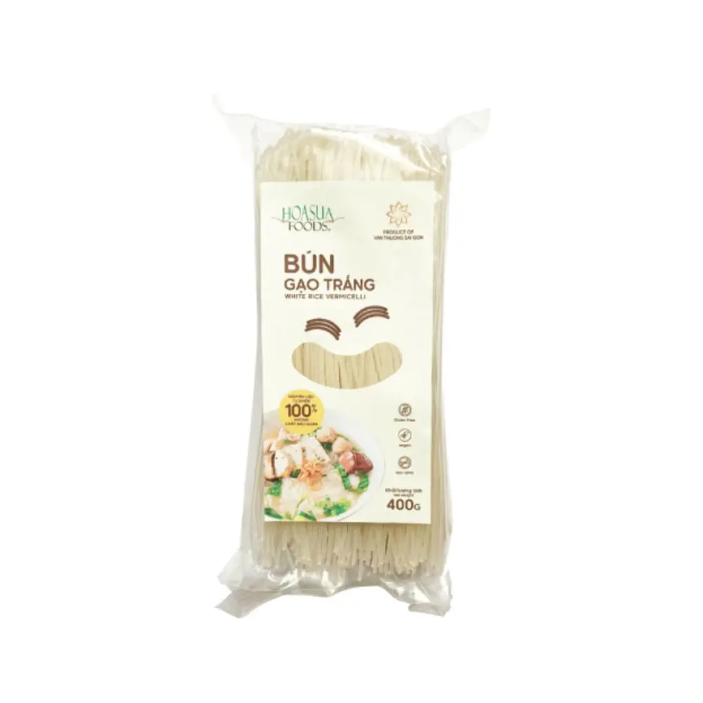 Bún Gạo Trắng, White Rice Vermicelli (400g) - HOA SUA FOODS