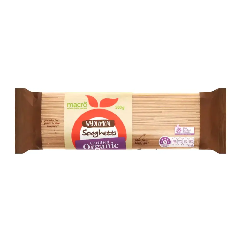 Mì Ý Nguyên Cám Hữu Cơ, Organic Wholemeal Spaghetti (500g) - MACRO