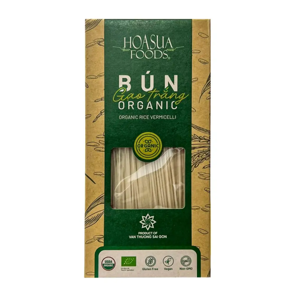 Bún Gạo Trắng Hữu Cơ, Organic Rice Vermicelli, Gluten Free (250g) - HOA SUA FOODS
