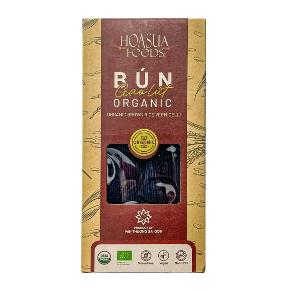 Bún Gạo Lứt Hữu Cơ, Organic Brown Rice Vermicelli, Gluten Free (250g) - HOA SUA FOODS