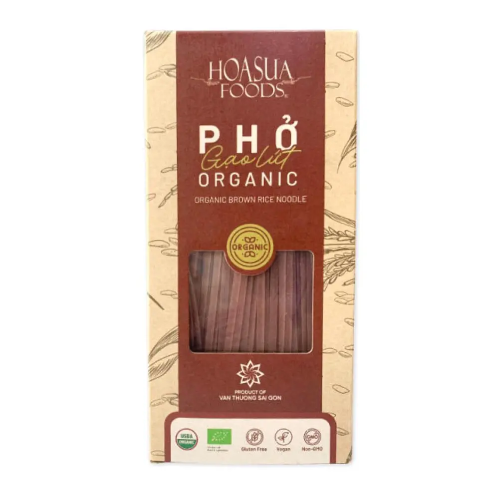 Phở Gạo Lứt Hữu Cơ, Organic Brown Rice Noodle, Gluten Free (250g) - HOA SUA FOODS