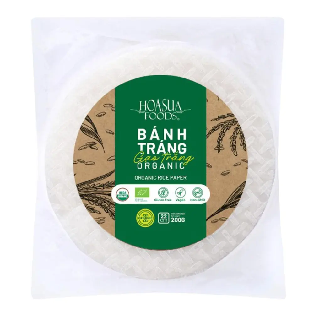 Bánh Tráng Gạo Trắng Hữu Cơ, Organic Rice Paper, 22cm (200g) - HOA SUA FOODS