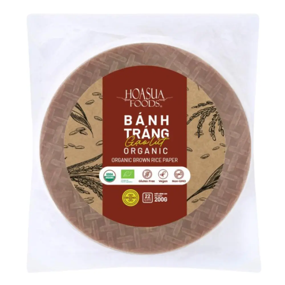 Bánh Tráng Gạo Lứt Hữu Cơ, Organic Brown Rice Paper, 22cm (200g) - HOA SUA FOODS