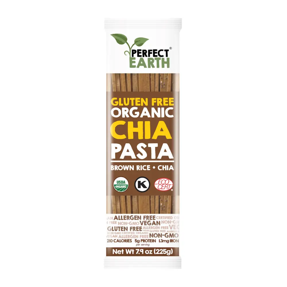 Bún Gạo Lứt Nâu & Hạt Chia Hữu Cơ, Gluten Free Organic Chia Pasta, Brown Rice & Chia (225g) - PERFECT EARTH