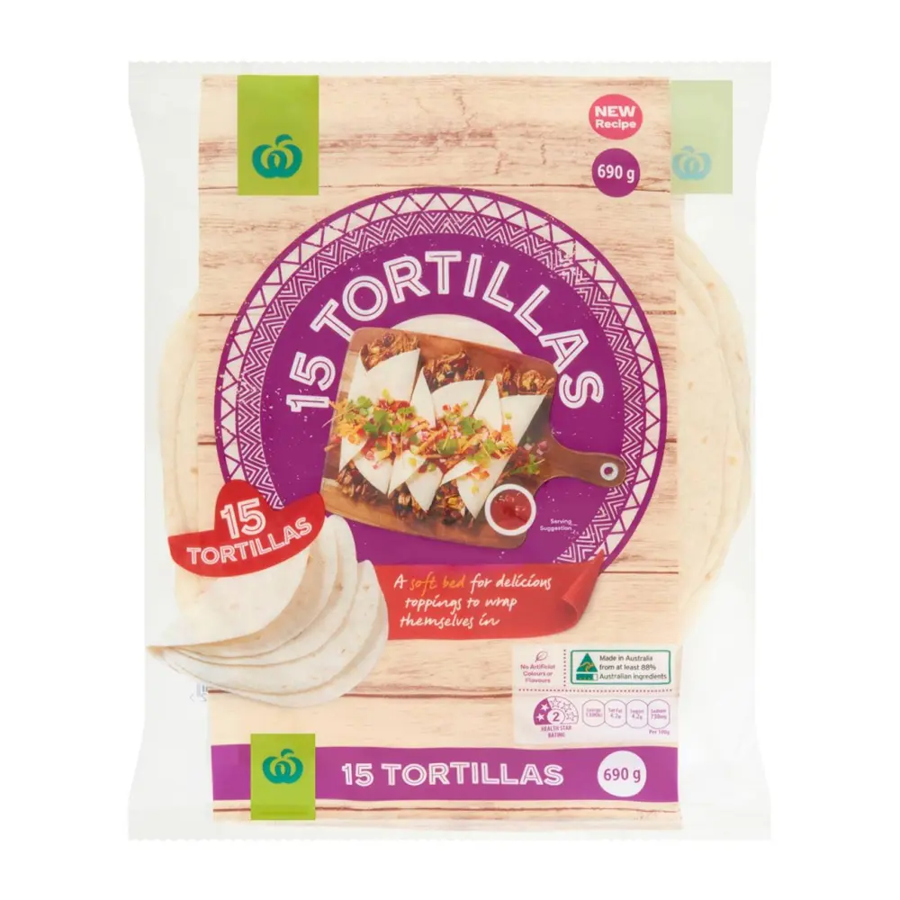 Vỏ Bánh Tortilla, 15 Tortillas, 15 Cái (690g) - WOOLWORTHS