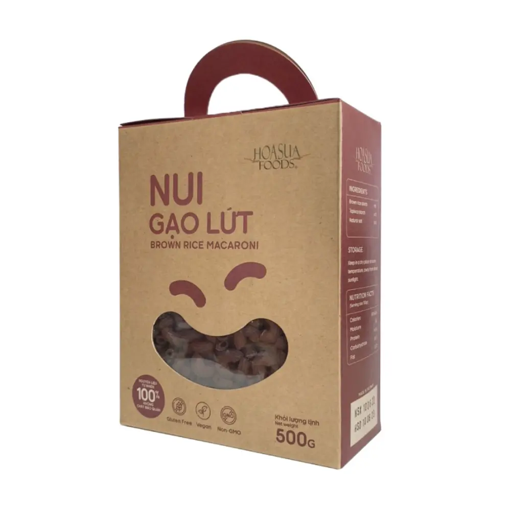 Nui Gạo Lứt, Brown Rice Macaroni (500g) - HOA SUA FOODS