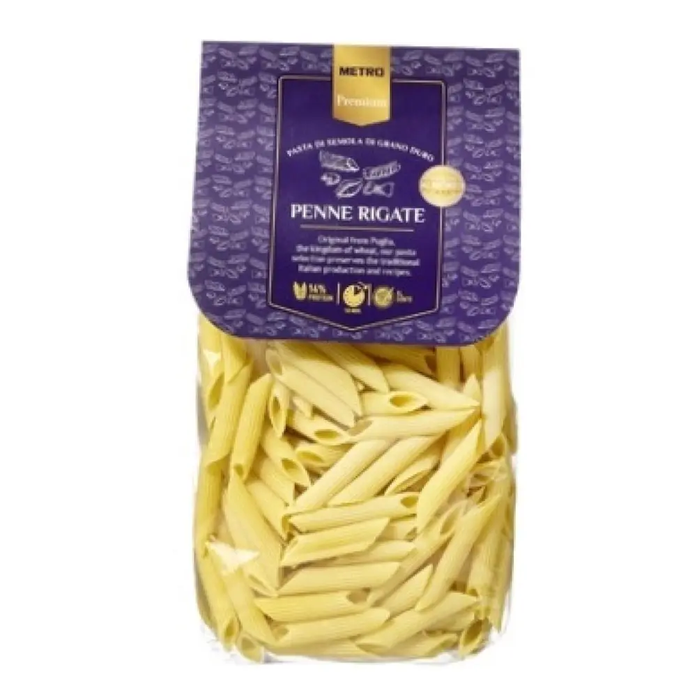 Nui Ống, Premium Penne Rigate, 14% Protein (500g) - METRO CHEF