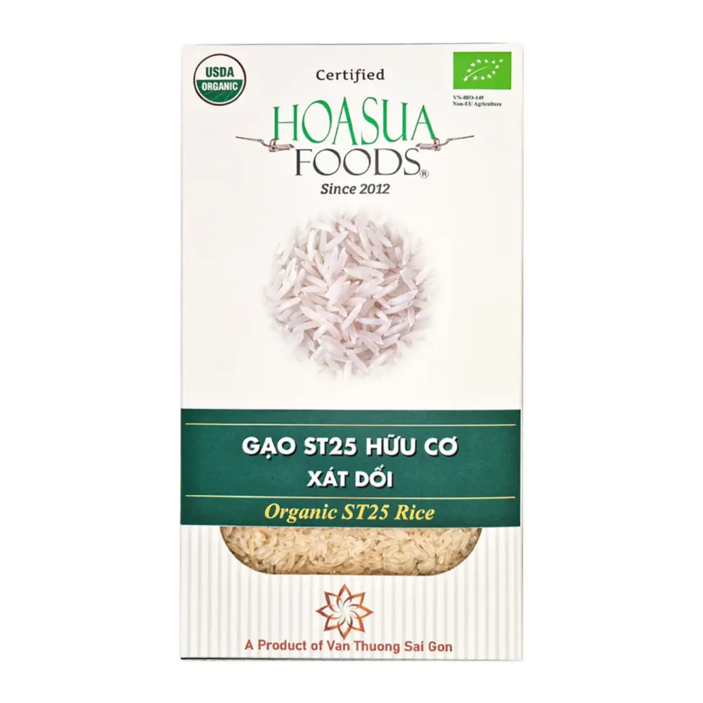 Gạo ST25 Hữu Cơ Xát Dối, Organic ST25 Rice (1kg) - HOA SUA FOODS
