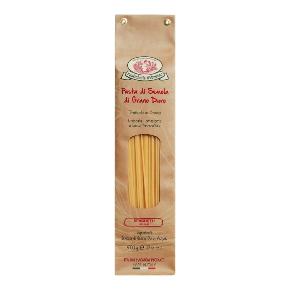 Mì Ý, Durum Wheat Semolina Pasta, Spaghetti, 17.6 oz (500g) - RUSTICHELLA D'ABRUZZO