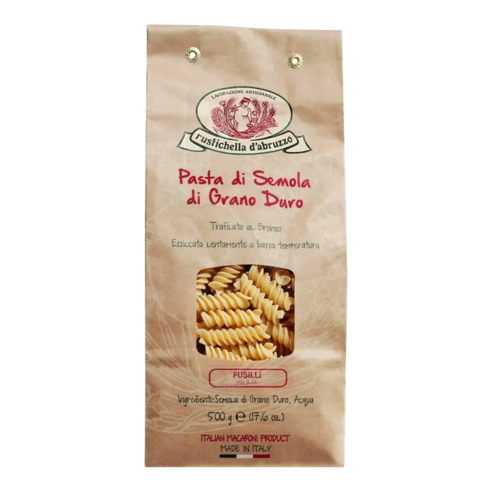 Nui Xoắn, Durum Wheat Semolina Pasta, Fusilli, 17.6 oz (500g) - RUSTICHELLA D'ABRUZZO
