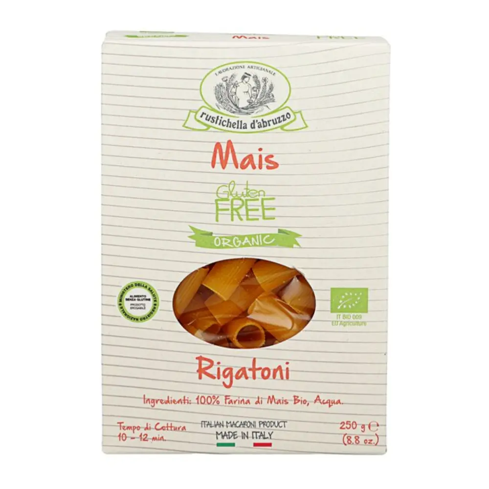 Nui Ống To Hữu Cơ, Mais, Gluten Free Organic Rigatoni, 8.8 oz (250g) - RUSTICHELLA D'ABRUZZO