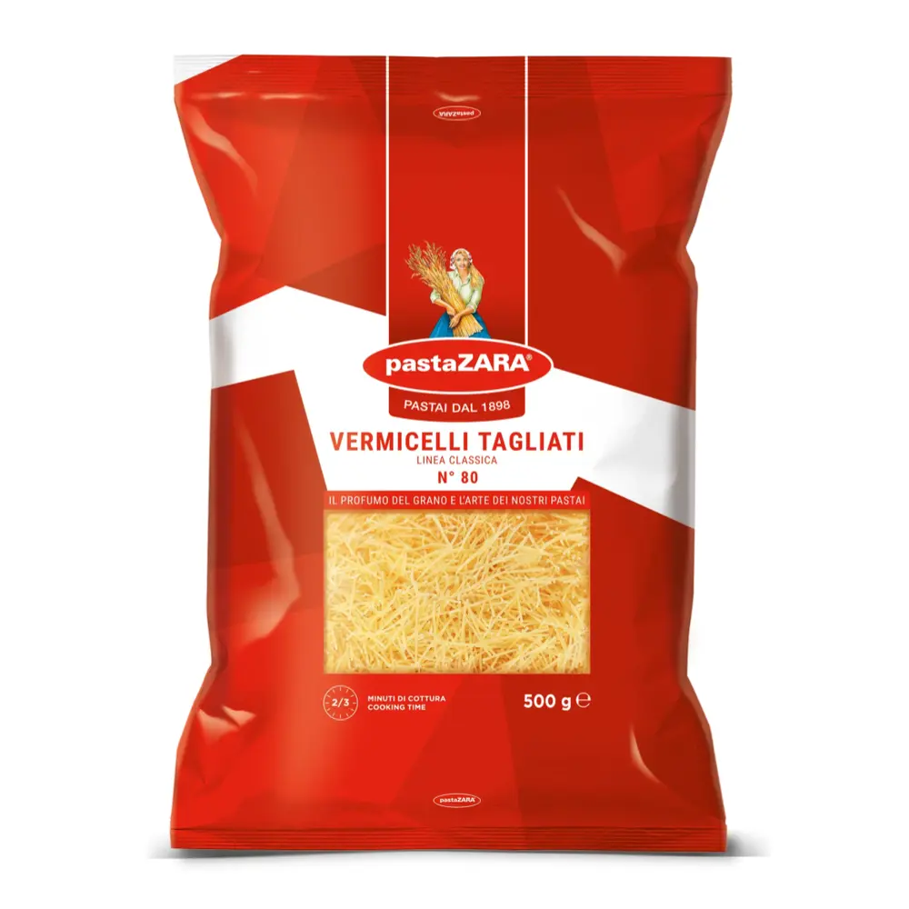 Nui Hình Sợi Tăm, Vermicelli Tagliati, Linea Classica, No. 80 (500g) - PASTA ZARA