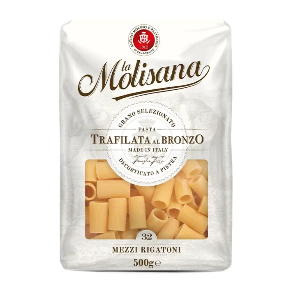 Nui Ống, Mezzi Rigatoni, No. 32 (500g) - LA MOLISANA