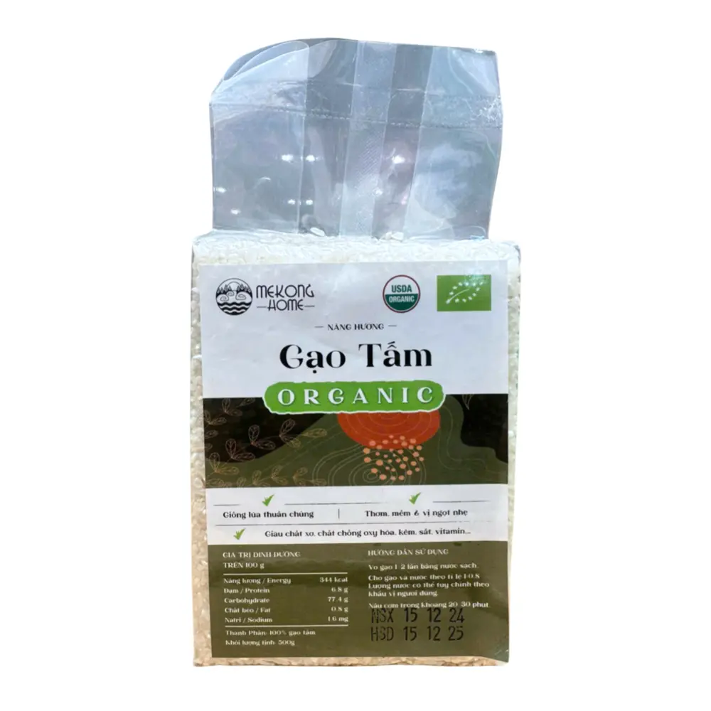 Gạo Tấm Nàng Hương Hữu Cơ, Organic Broken Rice (500g) - MEKONG HOME