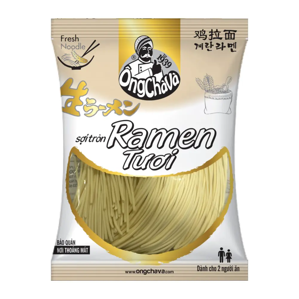 Mì Ramen Tươi Sợi Tròn, Fresh Ramen Noodle, Spaghetti Shape (150g) - ONG CHA VA