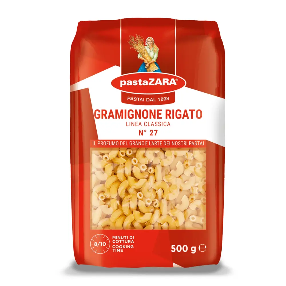Nui Ống Chữ C, Gramignone Rigato, Linea Classica, No. 27 (500g) - PASTA ZARA