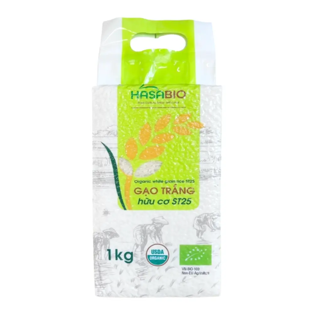 Gạo Trắng Hữu Cơ ST25, Organic White Grain Rice ST25 (1kg) - HASABIO