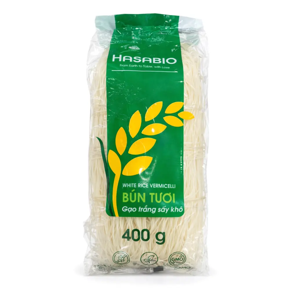 Bún Tươi Gạo Trắng Sấy Khô, White Rice Vermicelli (400g) - HASABIO