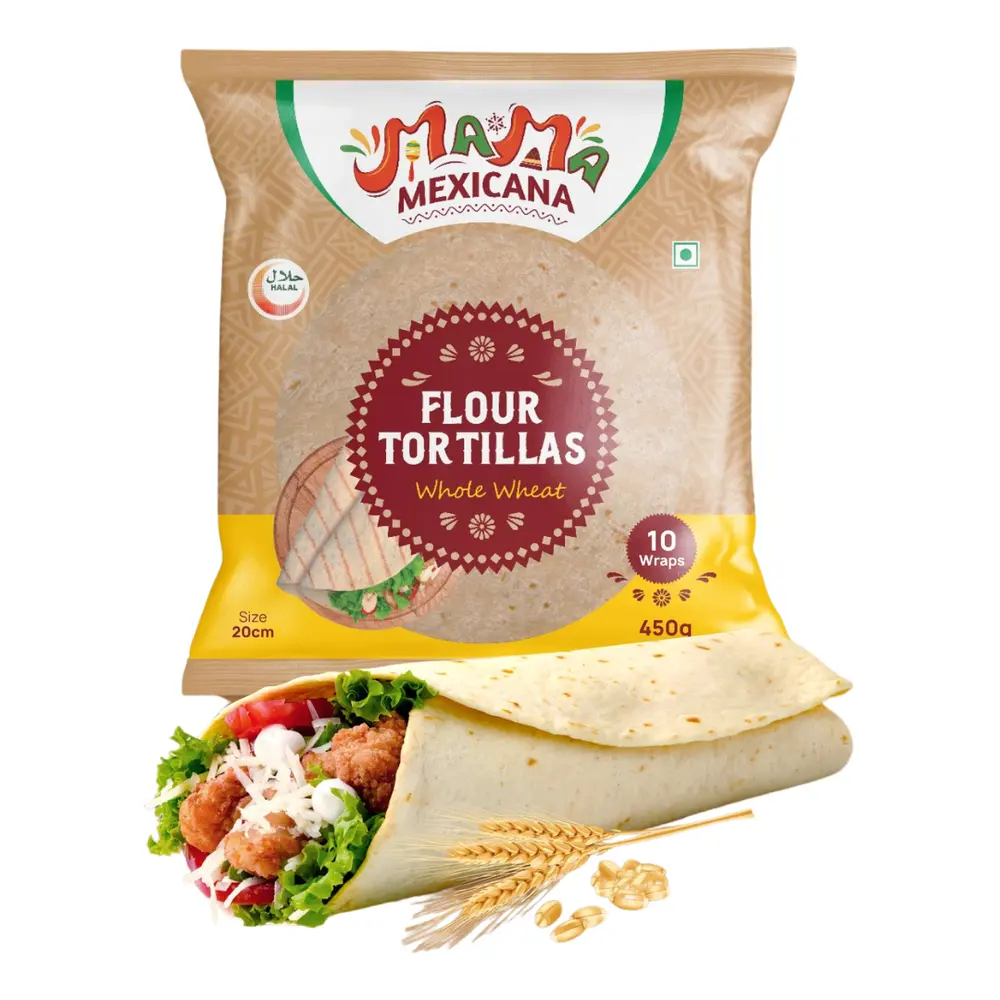 Vỏ Bánh Tortilla Nguyên Cám, Flour Tortillas, Whole Wheat, Size 20cm, 10 Cái (450g) - MAMA MEXICANA