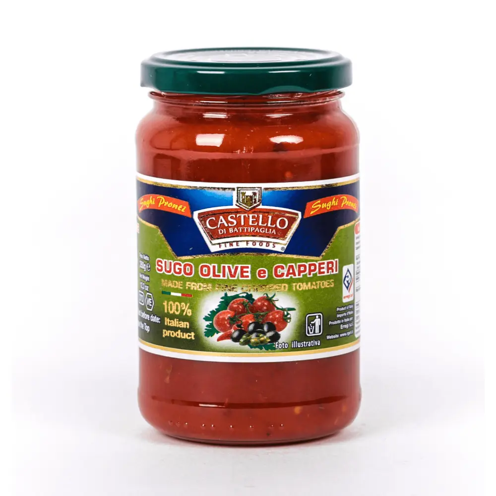 Sốt Mì Ý Oliu & Nụ Bạch Hoa, Sugo Olive e Capperi (500g) - CASTELLO DI BATTIPAGLIA
