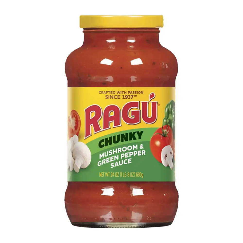 Sốt Cà Chua Nấm & Ớt Xanh, Chunky Mushroom & Green Pepper Sauce, 24 oz (680g) - RAGU