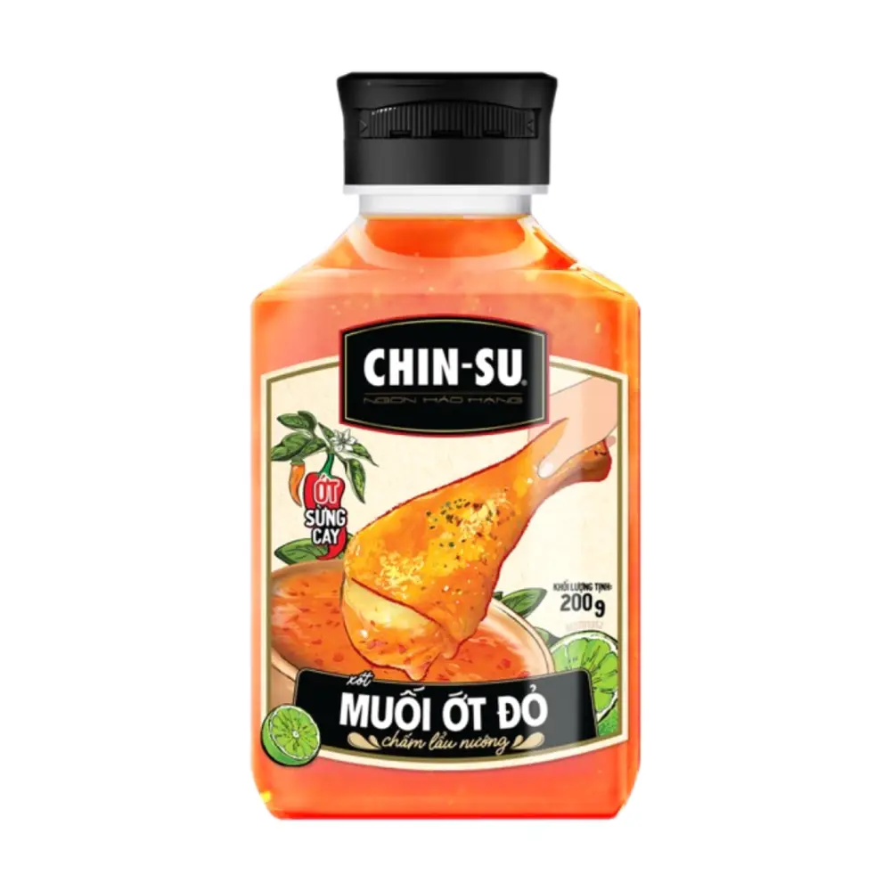 Muối Ớt Đỏ Ớt Sừng Cay Chấm Lẩu Nướng, Long Chilli Salt Dipping Sauce (200g) - CHIN-SU FOODS