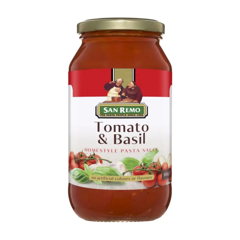 Sốt Mì Ý Cà Chua & Rau Quế, Homestyle Pasta Sauce, Tomato & Basil (500g) - SAN REMO