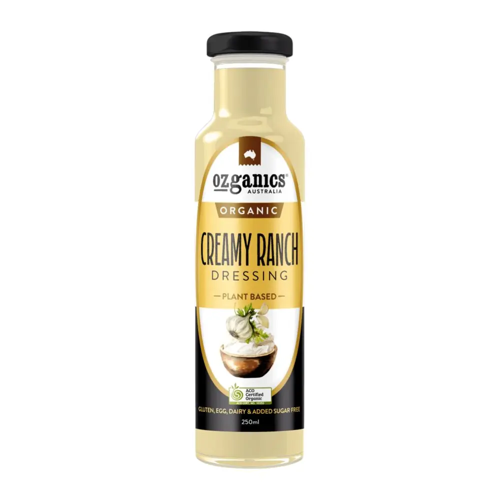 Sốt Kem Tỏi Hữu Cơ, Organic Creamy Ranch Dressing, Plant-Based (250ml) - OZGANICS