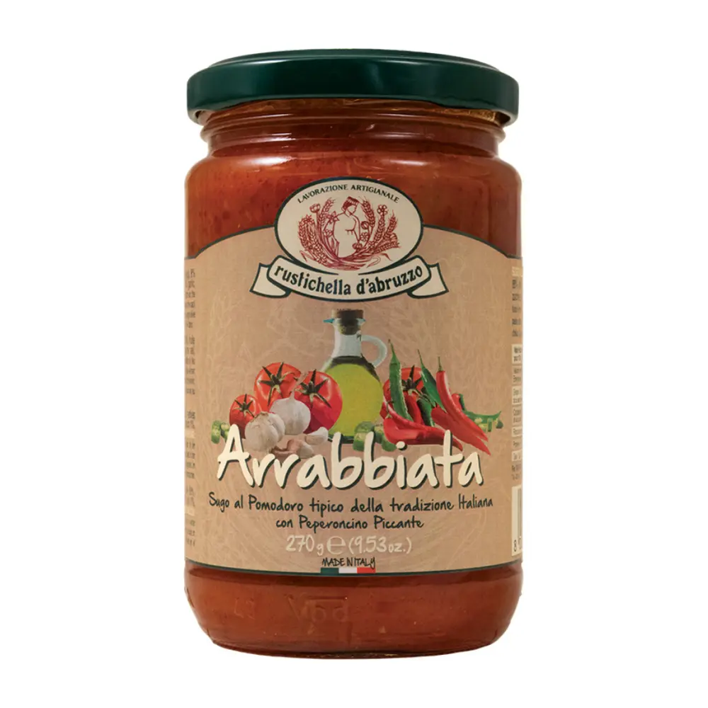 Sốt Mì Ý Cà Chua Tỏi Ớt, Pasta Sauce, Arrabbiata, 9.53 oz (270g) - RUSTICHELLA D'ABRUZZO