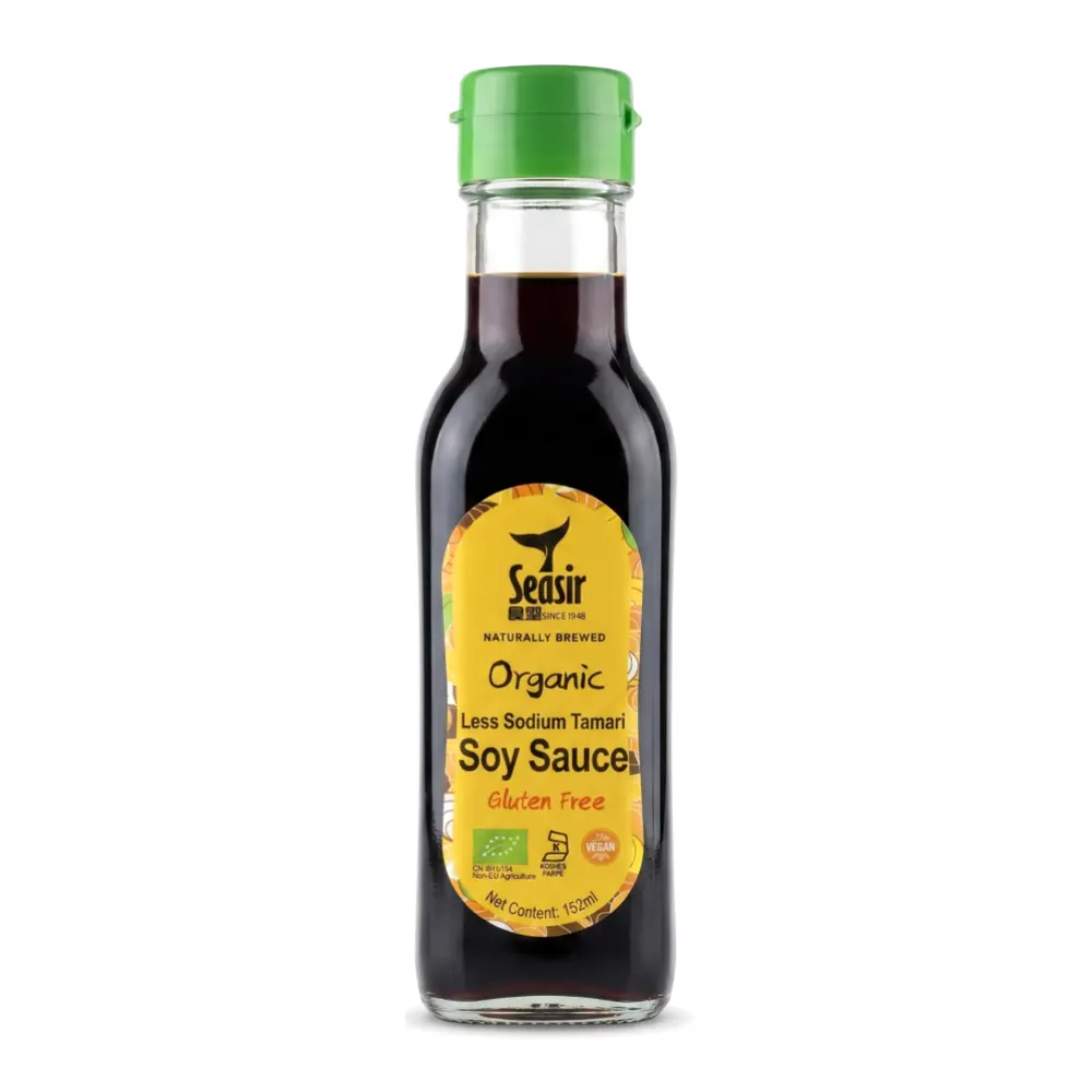 Nước Tương Tamari Ít Muối Hữu Cơ, Naturally Brewed Organic Less Sodium Tamari Soy Sauce, Gluten Free (152ml) - SEASIR